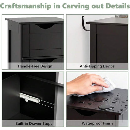 4-Drawer Wooden Freestanding Storage Unit, Small Side Organizer